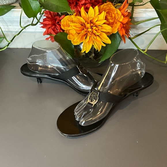 GUCCI Lifford GG Black Kitten Heel Sandals Double G Logo Preppy Classic - Picture 4 of 6